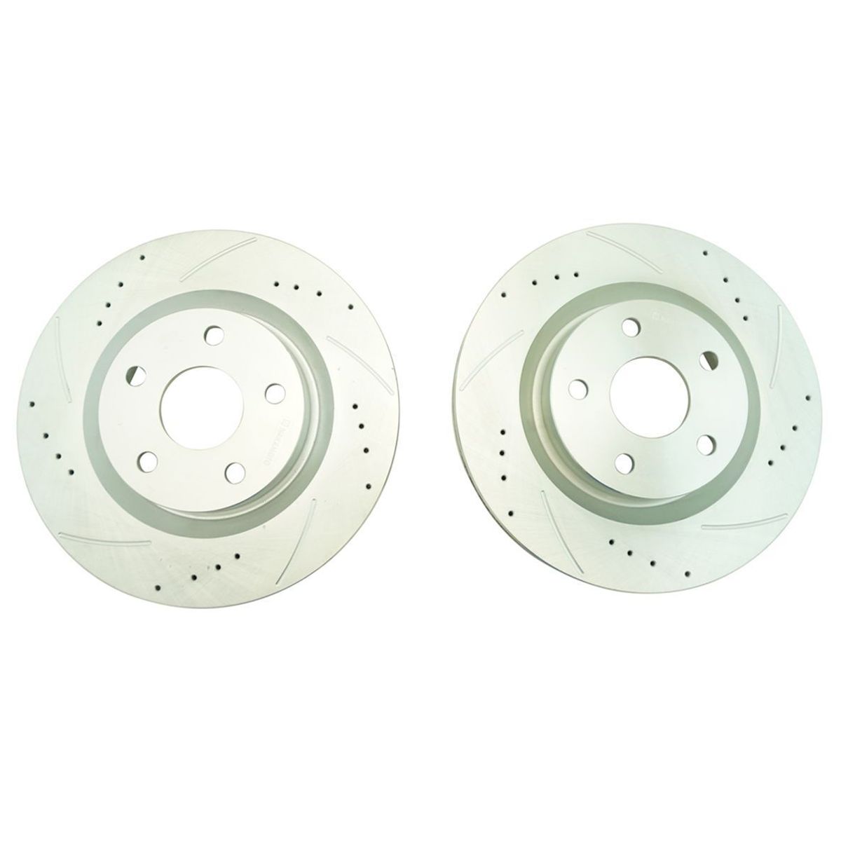 Front & Rear Ceramic Brake Pads & Performance Drilled Slotted Coated Rotor Kit
