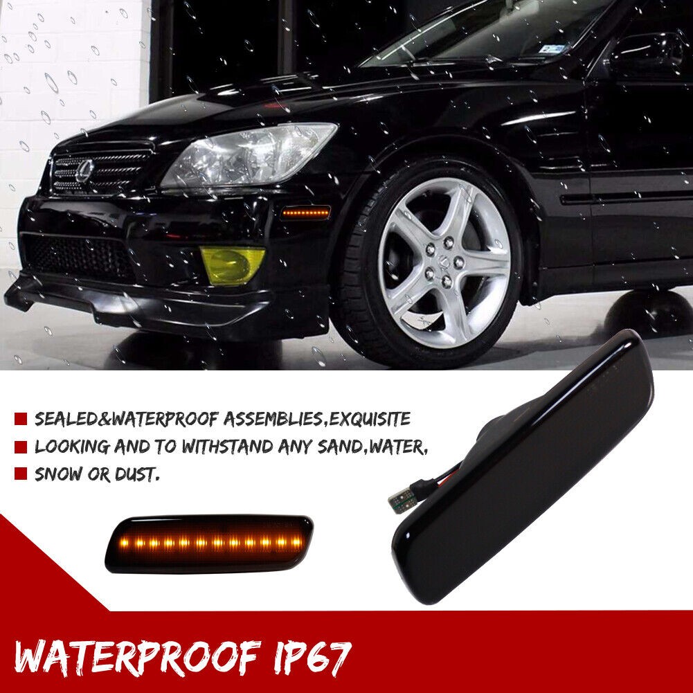 4PCS Smoke Front Amber+ Rear Red LED Side Marker Light