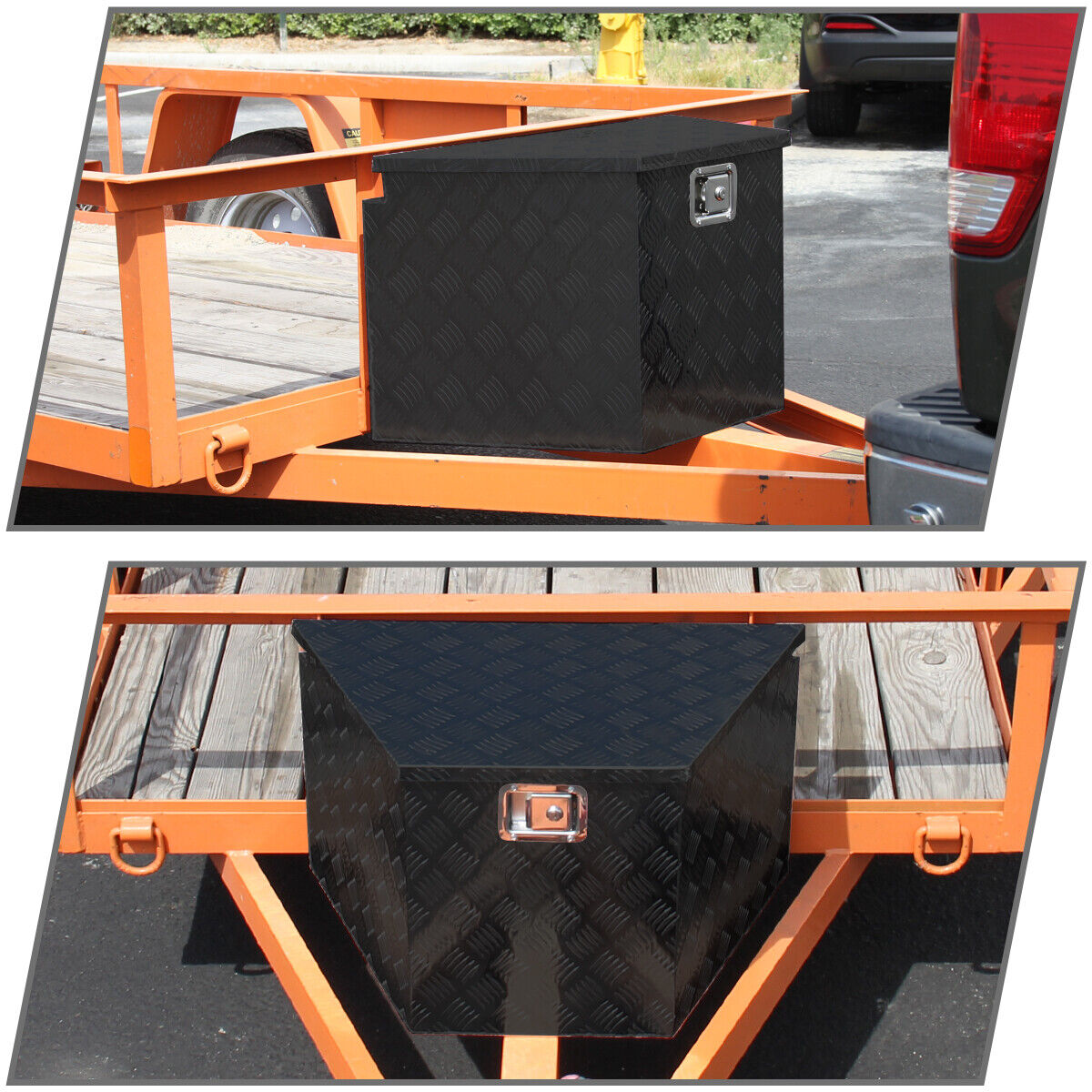 Tool Box 29" Heavy Duty Black Aluminum Tongue Truck Trailer+Lock+Key