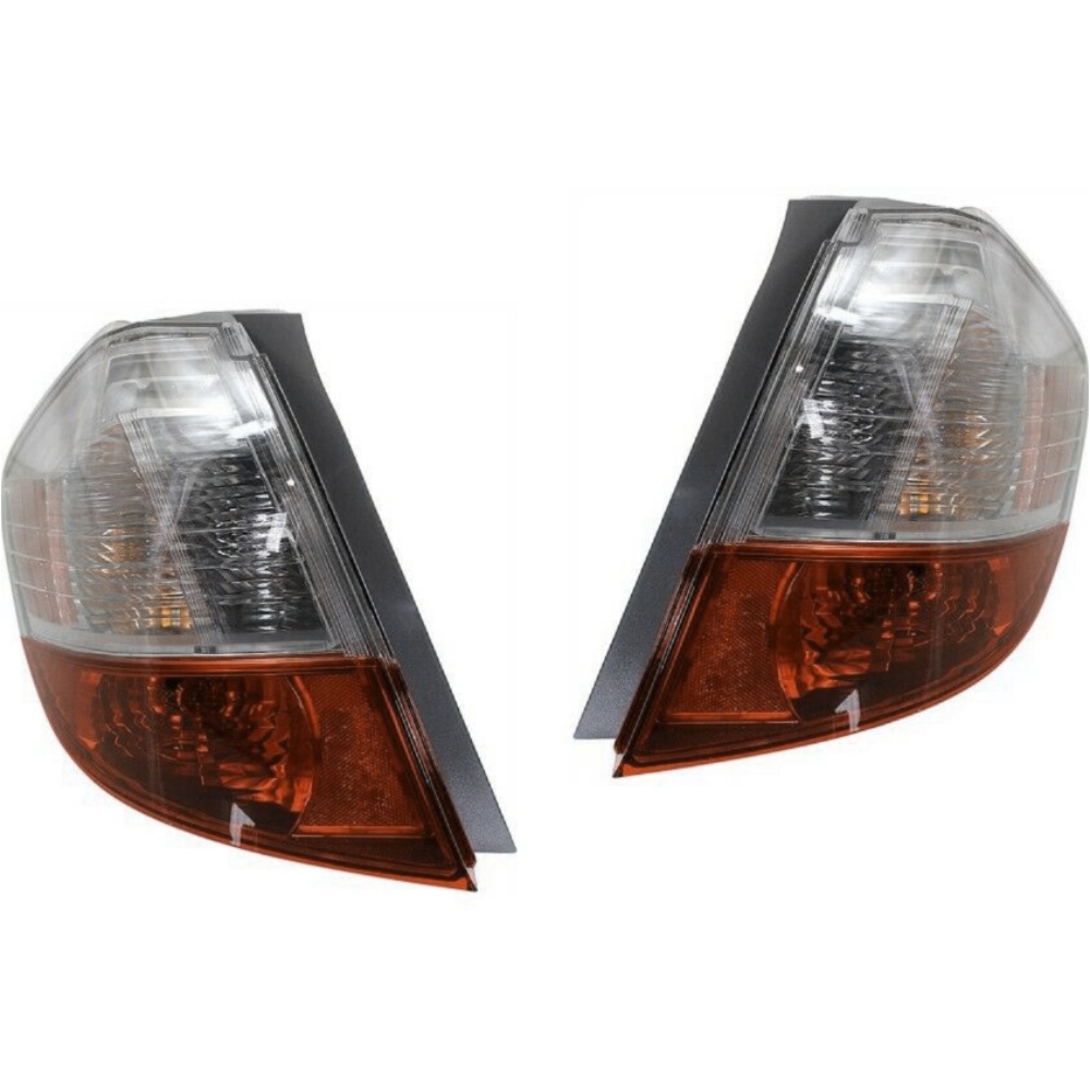 Halogen Tail Light Set For 09-14 Fit Hatchback Clear & Red Lens W/ Bulbs 2Pcs