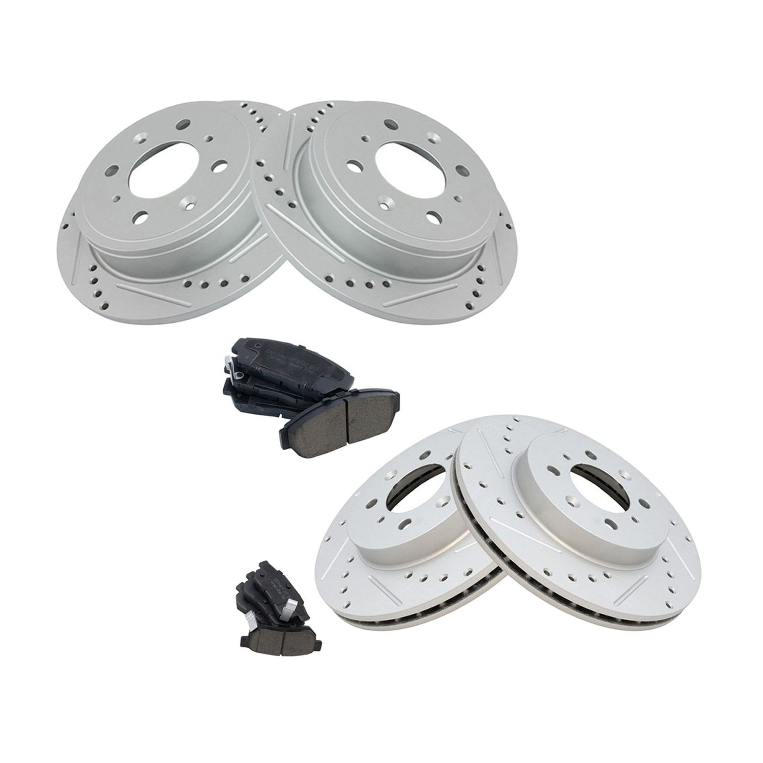 Rotor & Brake Pad Ceramic For 1993-1995 Honda Civic EX Coupe Front Rear Kit W/