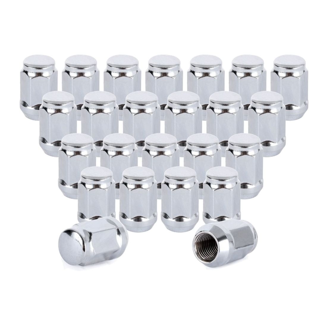24-pcs 14x1.5 Chrome Closed Bulge Acorn Lug Nuts 1.395'' Tall For Chevy GMC