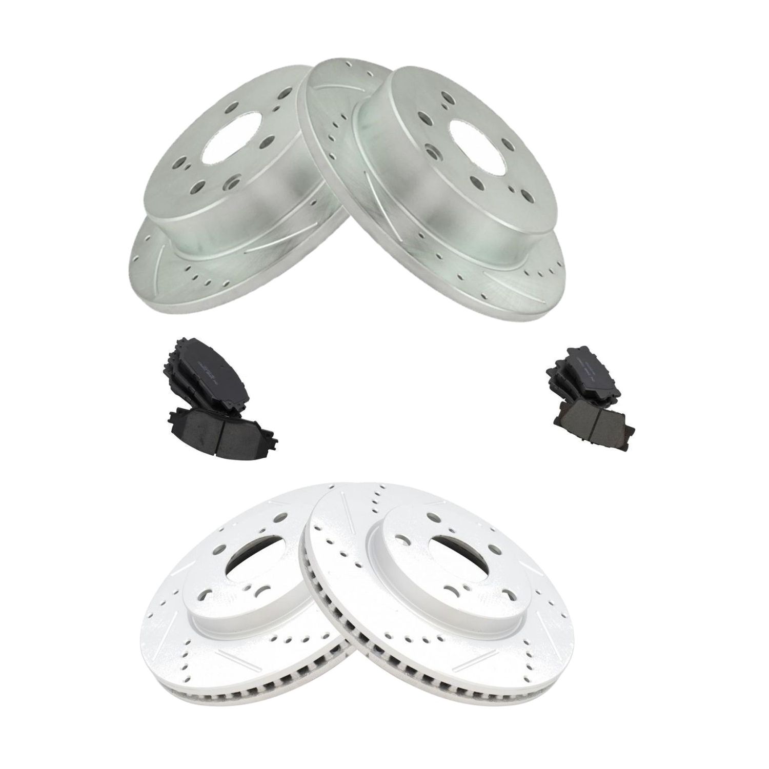 For 2010-2012 HS250h Front Rear Posi Ceramic Brake Pad & Drilled Slotted Rotor