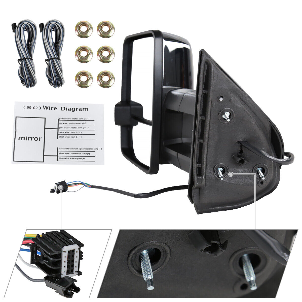 Tow Mirrors Silverado 1500 Chrome Power Heated+Smoke LED Signal