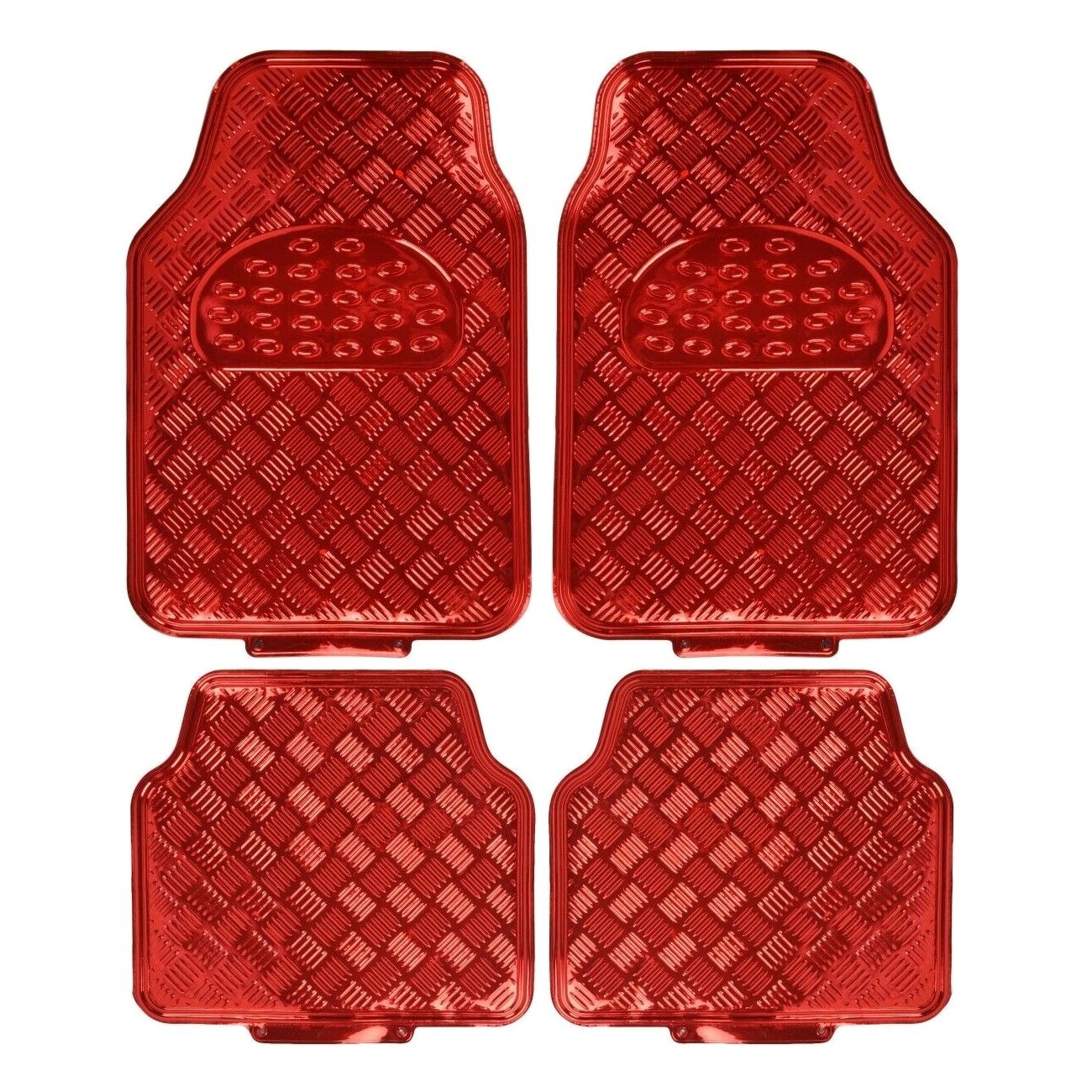 For 15 Leon CarXS Red Metallic Rubber Floor Mats Set 4pc Car Interior Set Auto