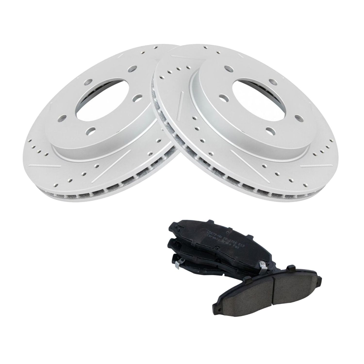 Front For 01-03 F-150 Lariat Crew Cab Pickup Brake Rotor & Posi Ceramic Pad Set