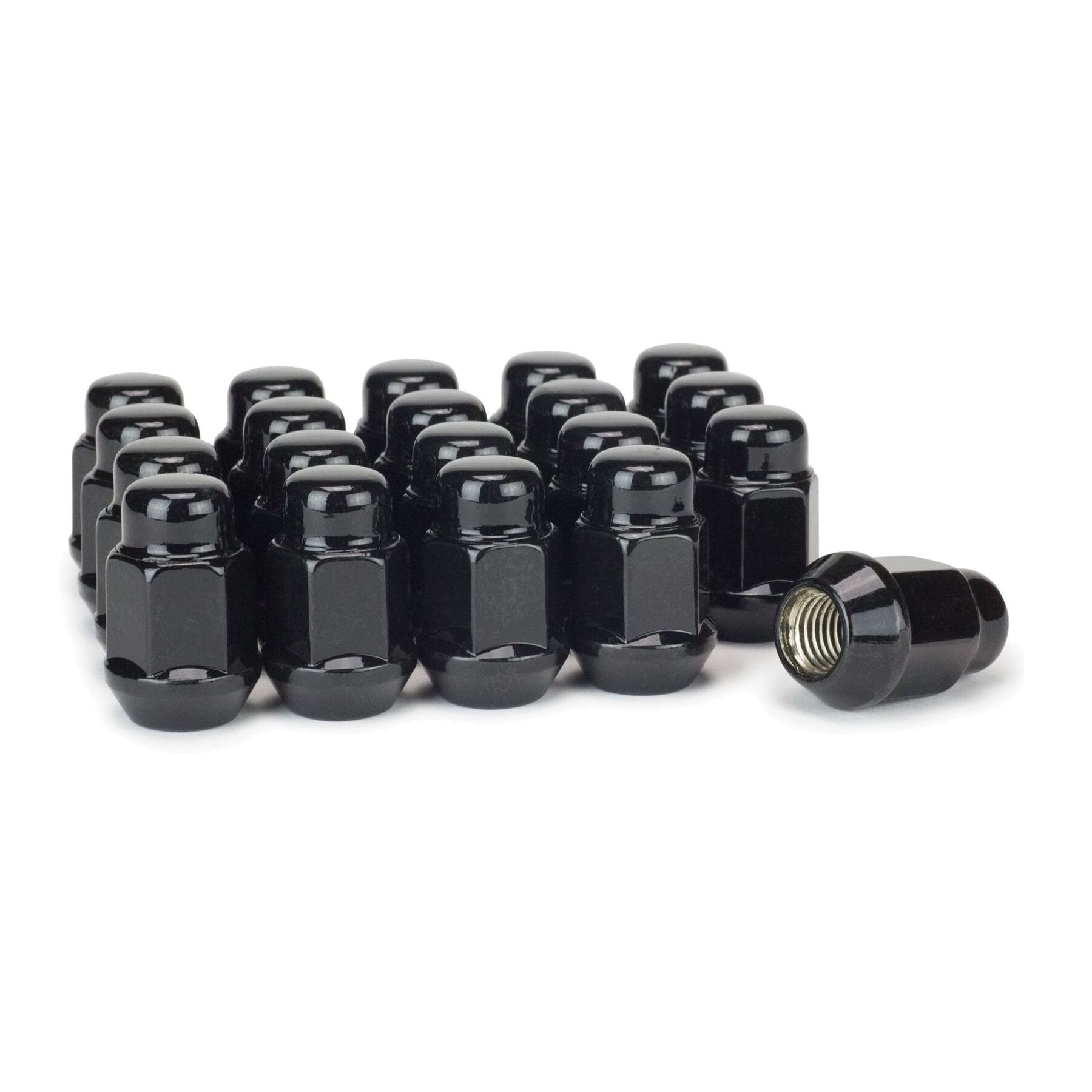 20 Lug Nuts 1/2-20 Black Bulge Acorn Wheel Nut 3/4" Hex