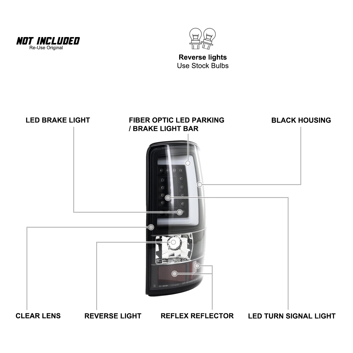 Black Tail Lights LED Bar