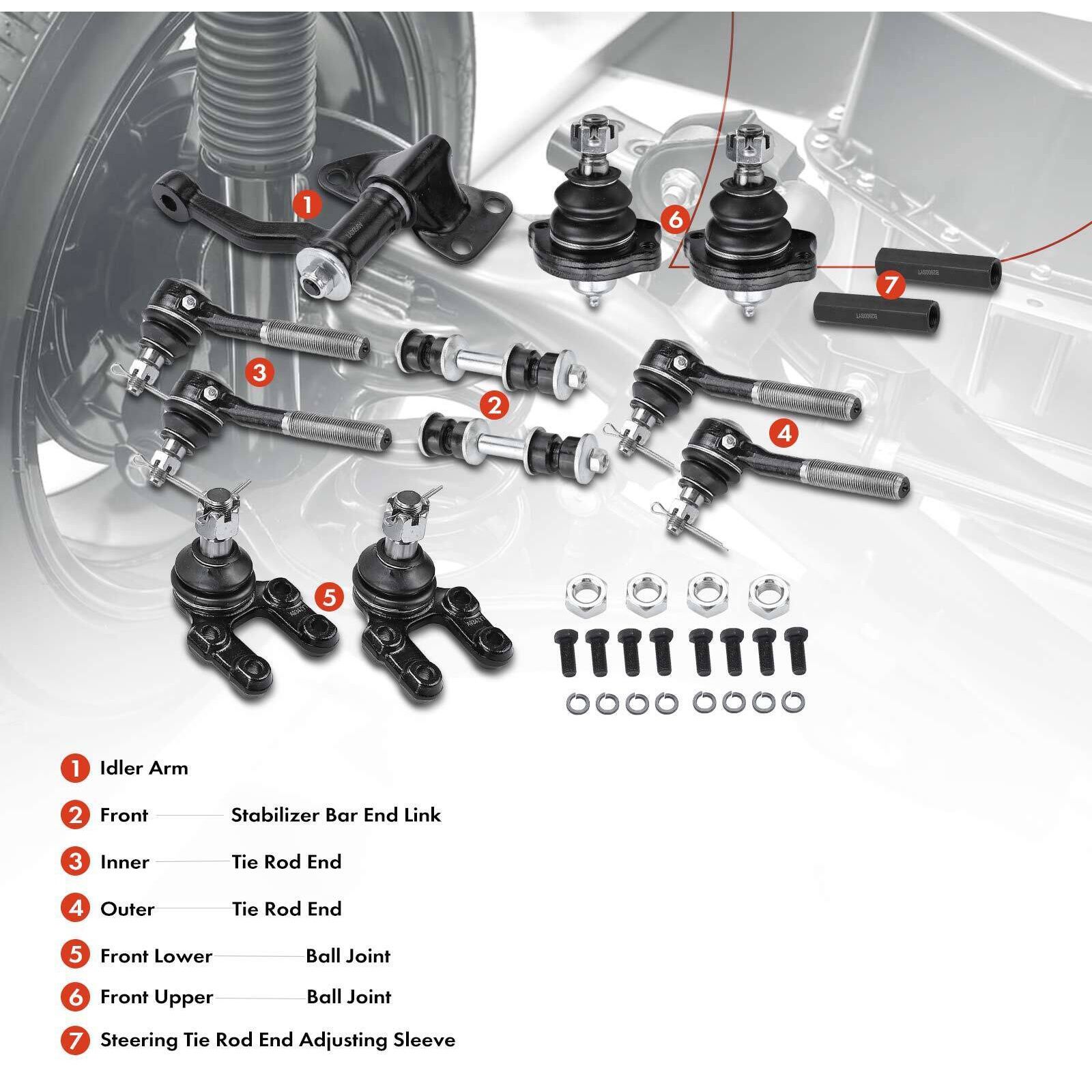 13X Idler Arm Stabilizer Bar End Tie Rod End Ball Joint Front For 93-95 Nissan