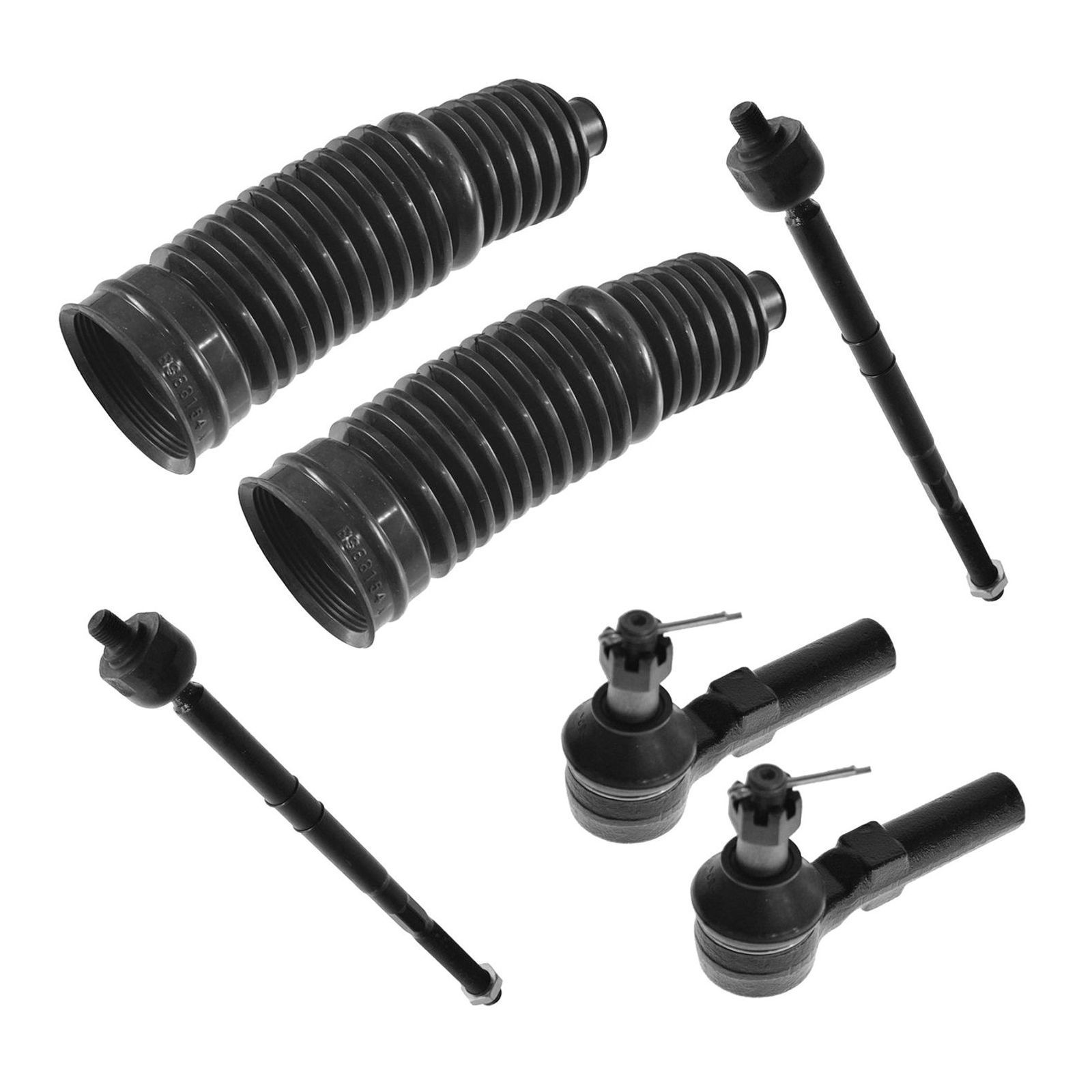 For Ford Mazda Mercury Tie Rod End Kit Left W/Rack Bellow Boot Set Of 6