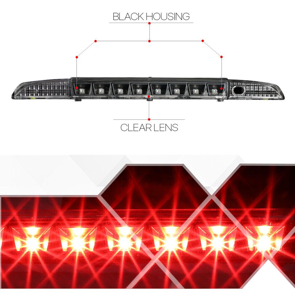 Fits 1993-1995 Nissan Pathfinder[Black/Clear]LED Third 3rd Brake Light Tail Lamp