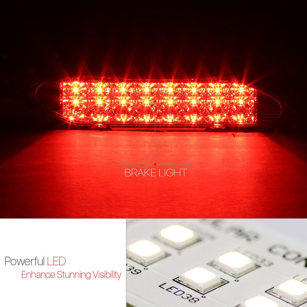 Fits 2000-2004 Nissan Xterra[Chrome/Red]Full LED Third 3rd Brake Light Tail Lamp