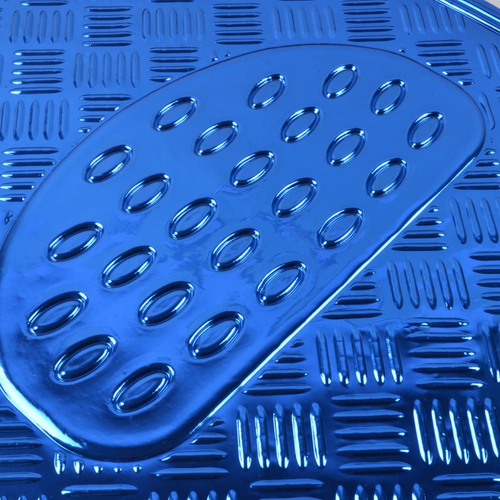 Black/Blue Sport Stripe Seat Covers Full Set W/ Shiny Metallic Blue Floor Mats