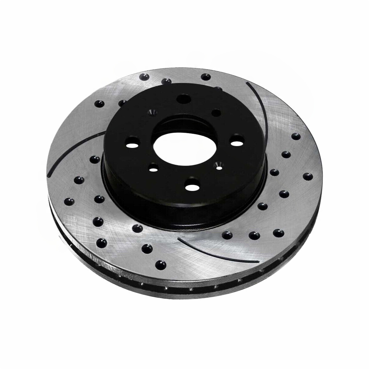 8 PCS - Front & Rear Drilled Slotted Brake Rotors Black Set For Acura Honda 1.8L