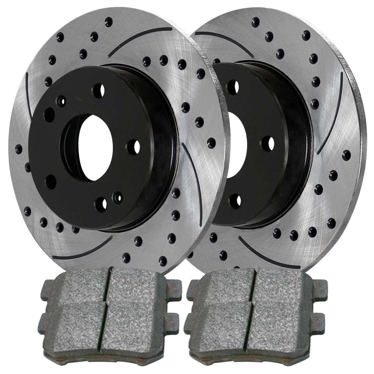 For 1998-1999 2002 Honda Accord Rear Drilled Slotted Rotors And Ceramic Pads