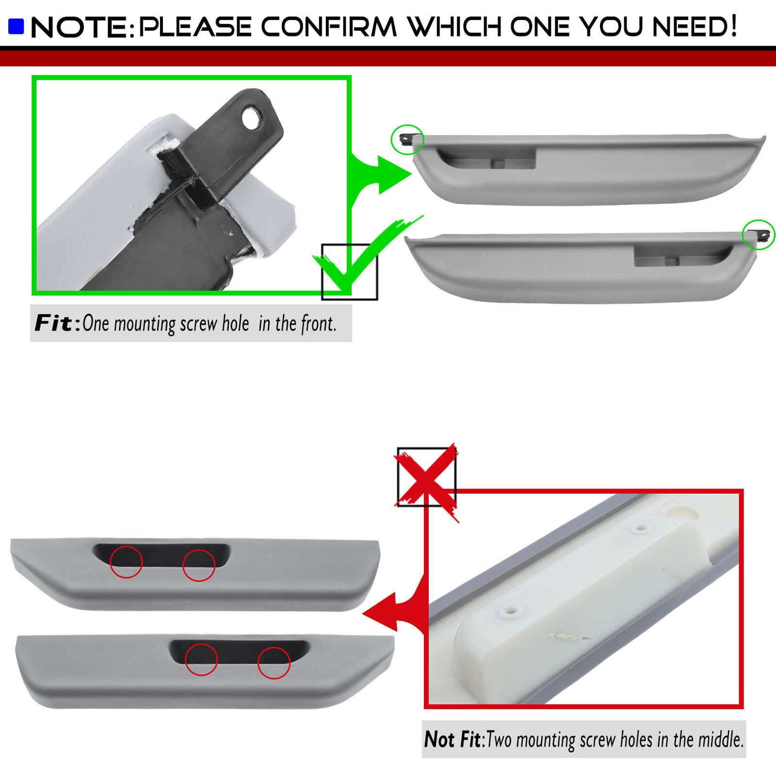 2x Front Door Armrest For Chevy Blazer C/K1500 C/K2500 1990-1994 GMC Yukon Gray