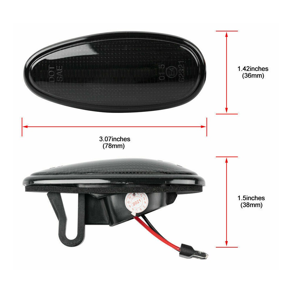 Smoke LED Side Marker Light Turn Signal Lamp EVO