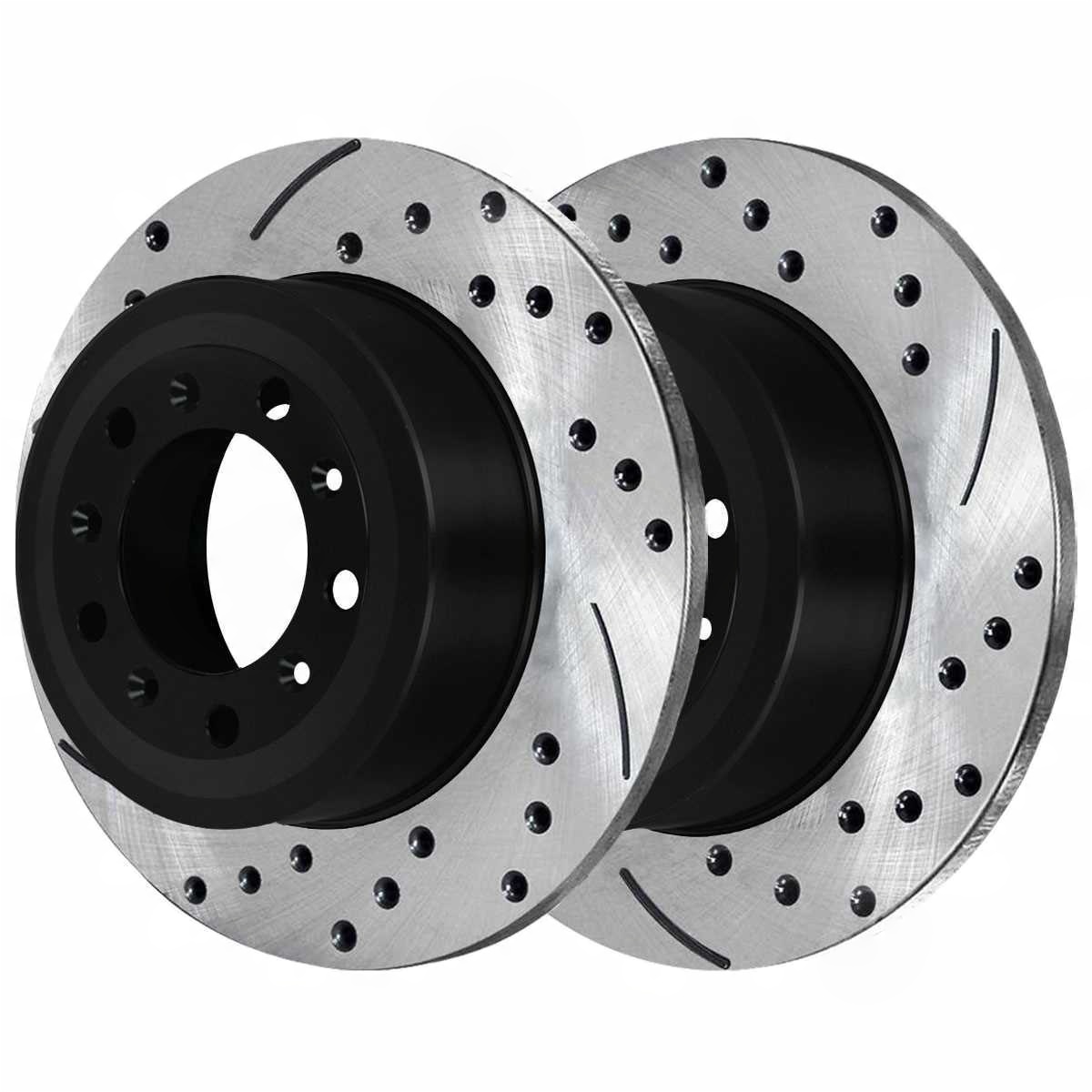 8 PCS - Front & Rear Drilled Slotted Brake Rotors Set For Ford Taurus Explorer