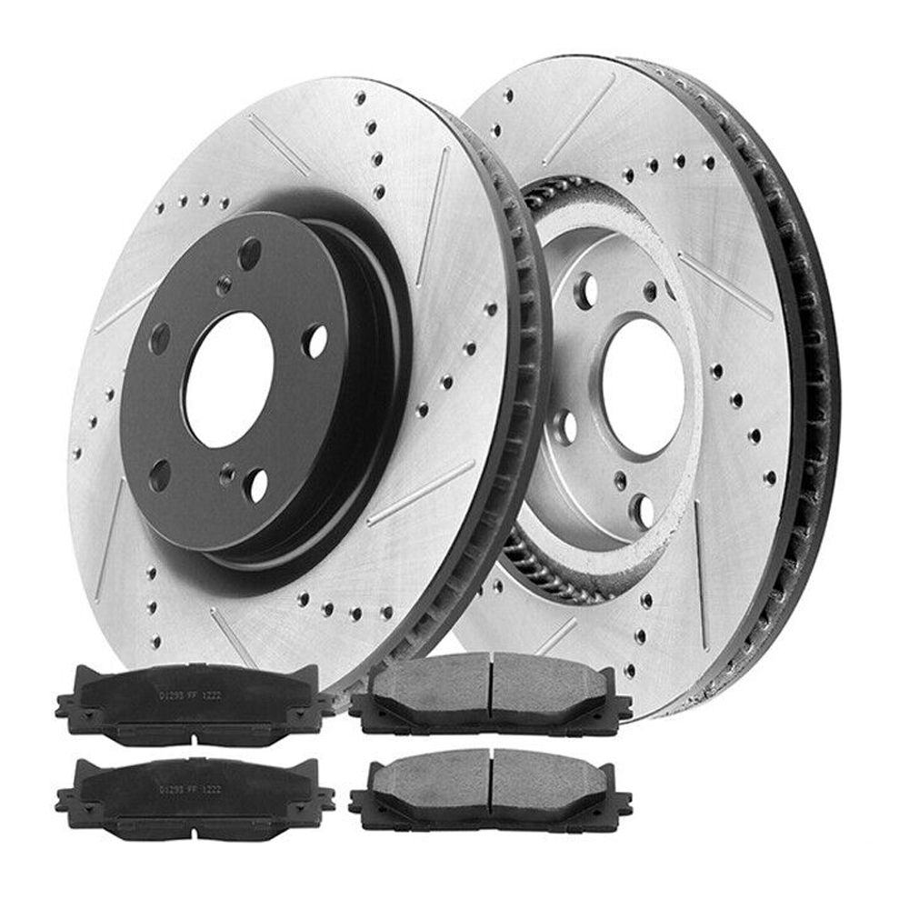 Front Disc Brake Rotors + Brake Pads For Toyota Camry Avalon Lexus ES300H ES350