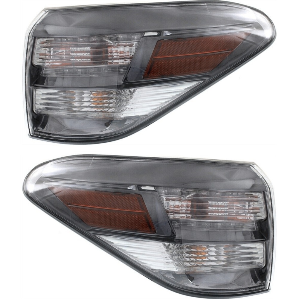 Halogen Tail Light Set For 2010-2012 RX350 Base Outer Clear/Red W/ Bulbs 2Pcs