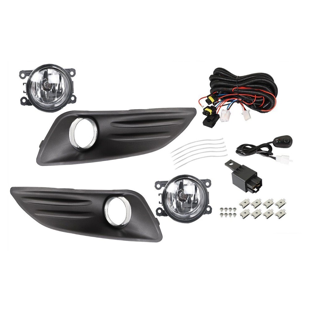 Pair Of Front Fog Lights Bumper Lamps Wiring+Switch Kits