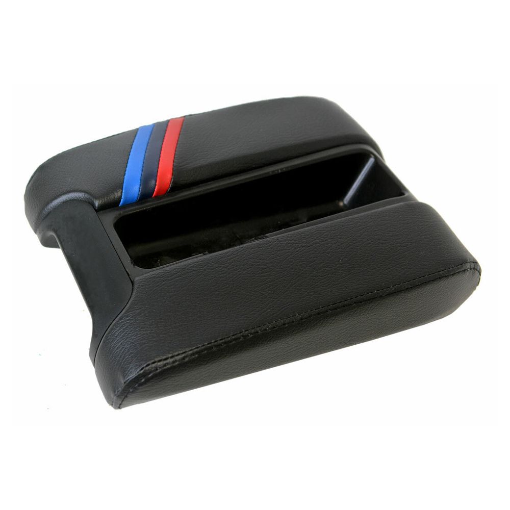Center Console Lid Armrest Leather Cover For BMW E39 97-03 Black M Style Stripes