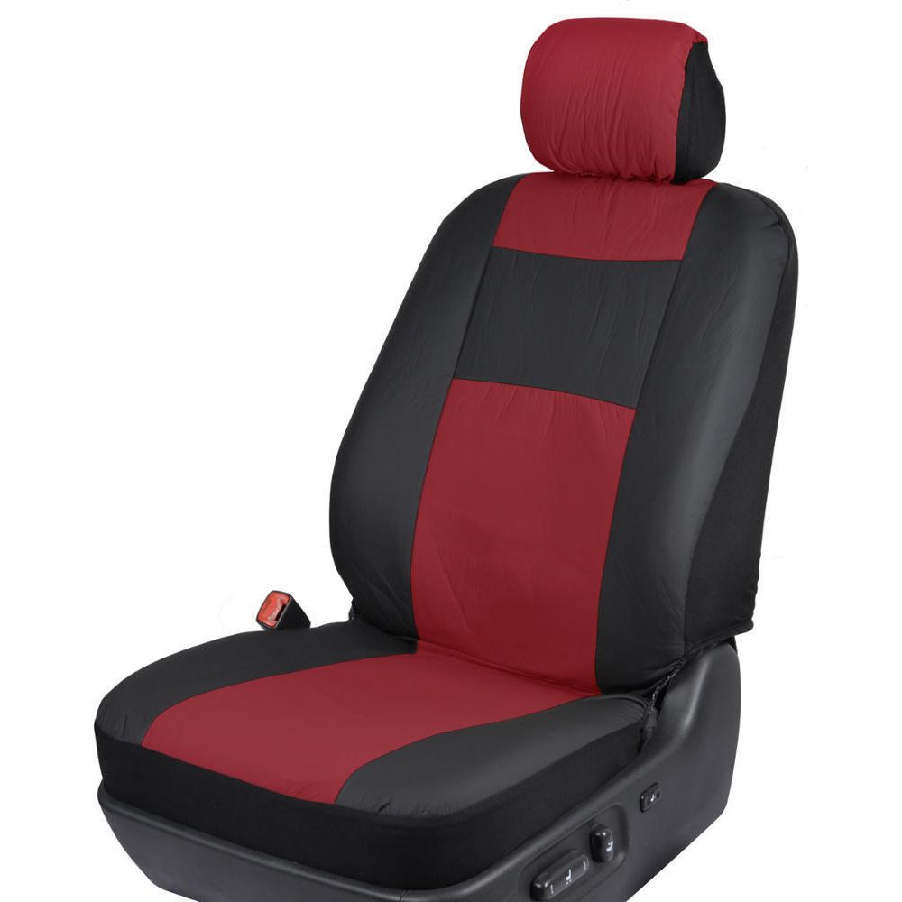 Black/ Dark Red Synth Leather Auto Seat Covers Padded Synth Material For Car SUV