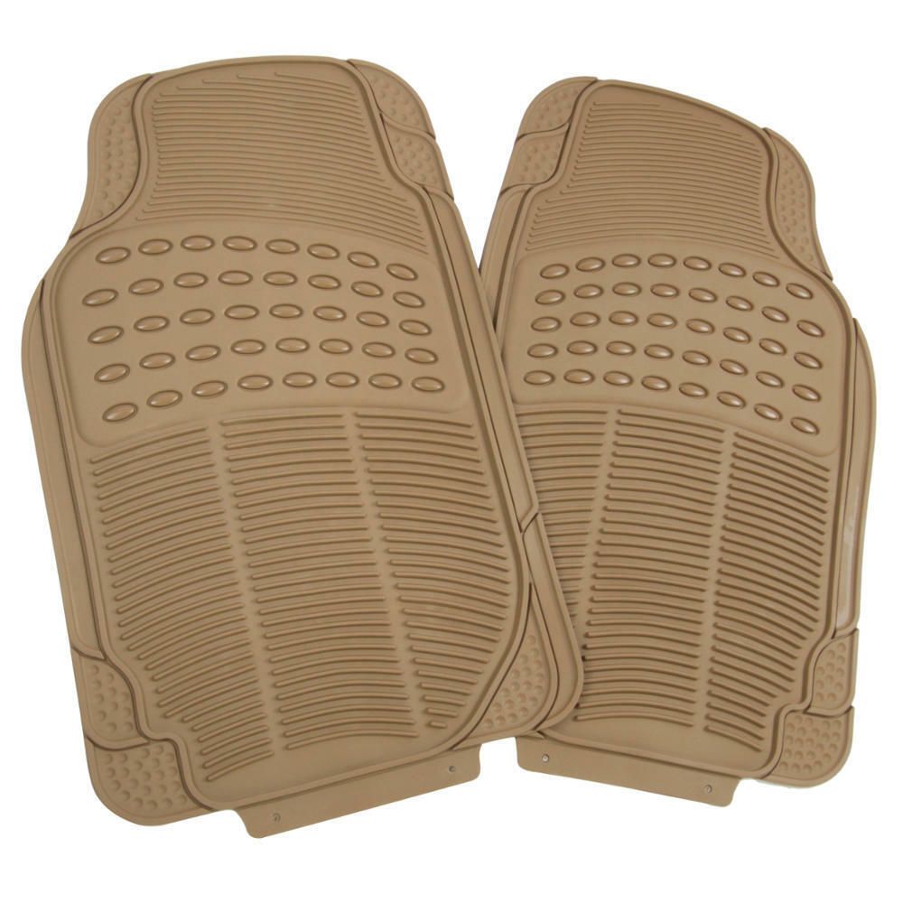 Car Rubber Floor Mats For All Weather Heavy Duty Tech 4pcS Trimmable Beige