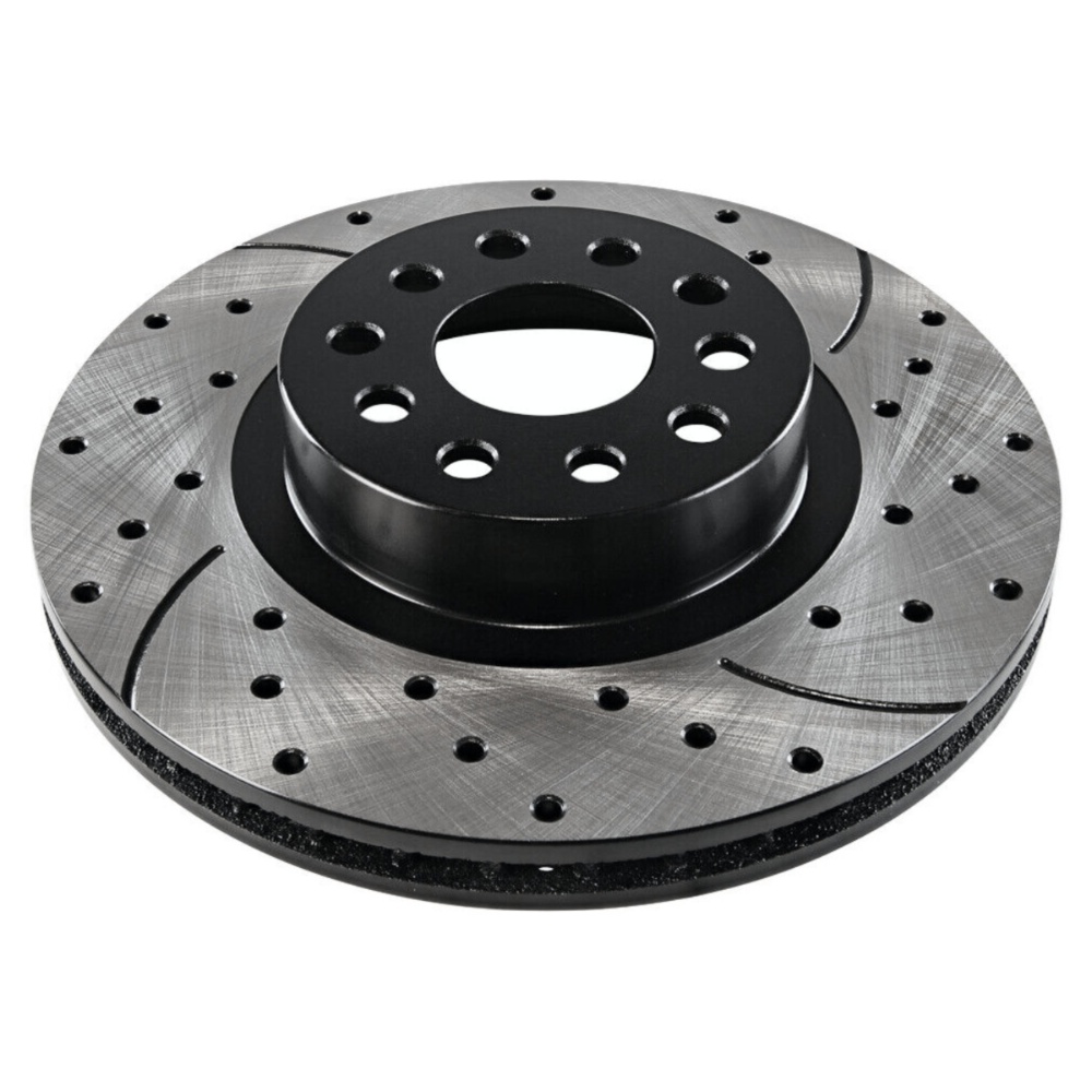 Front Drilled Slotted Brake Rotors Black Pair 2 For 15-17 200 2013-16 Dart 2.4L