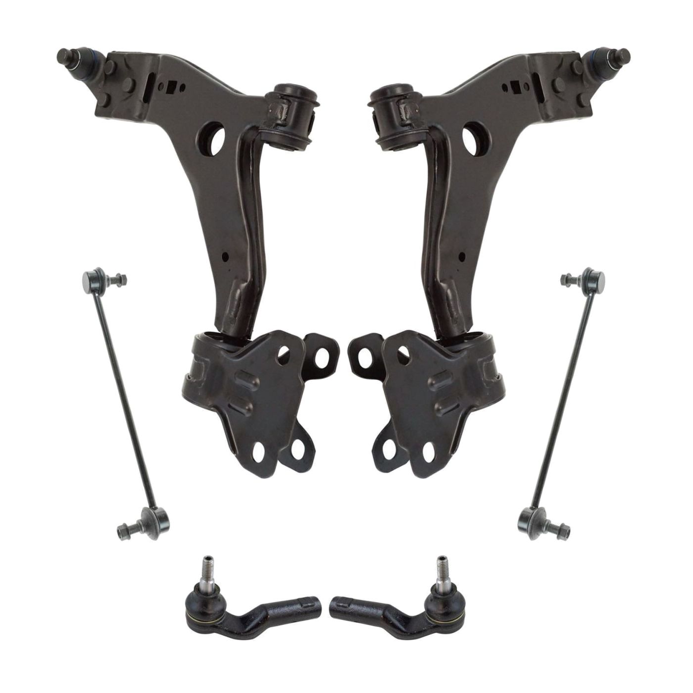 6 Piece Suspension Kit Lower Control Arms W/ Ball Joints Sway Bar Links Tie Rods