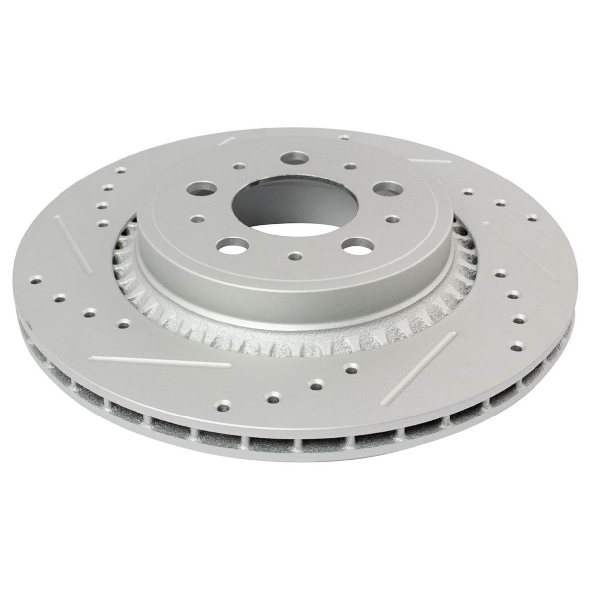 Rear For 03-14 XC90 Drilled Slotted Coated Brake Rotor & Posi Ceramic Pad Kit