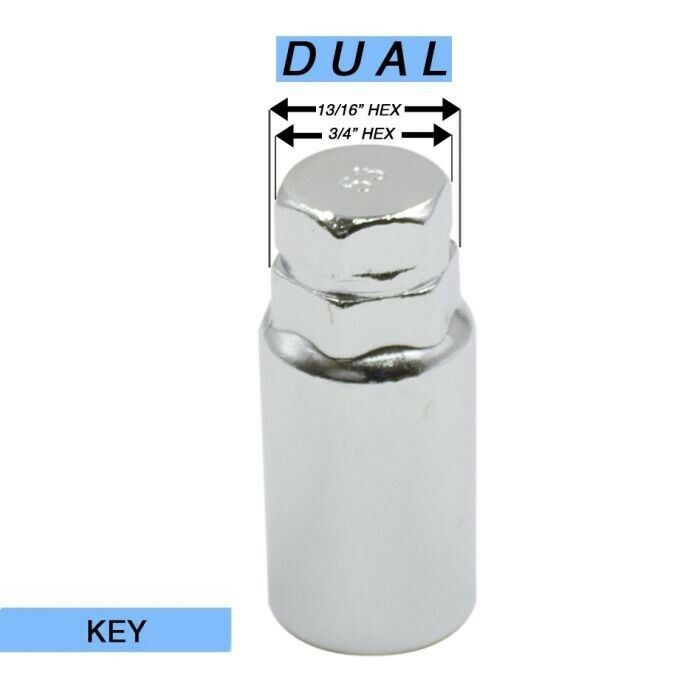 Lug Wheel Lock Nuts 14x2 Bulge Acorn 1.9" Locking Lugs Set Of 4 With Key