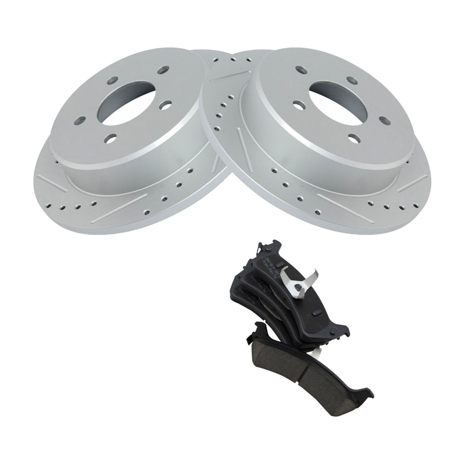 Rear For 1998-2002 Ranger EV Drilled Slotted Brake Rotor & Posi Ceramic Pad Set