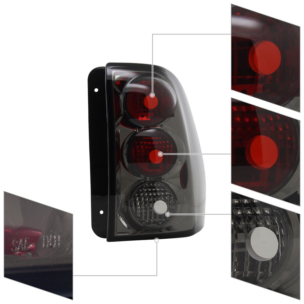 Smoke Tail Lights Brake Lamps Left+Right