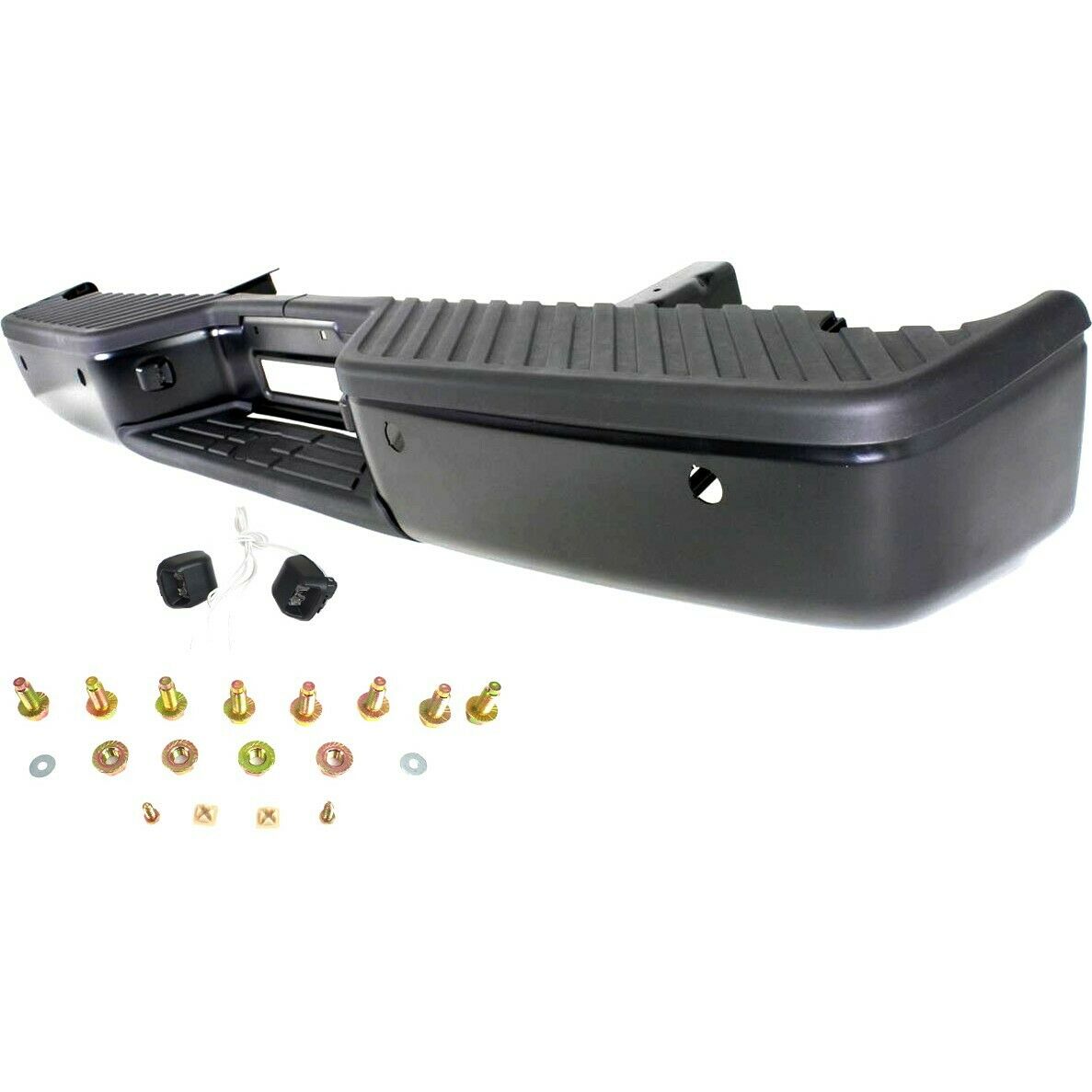 Step Bumper For 04-15 Nissan Titan Assembly With Park Sensor Holes Black Rear