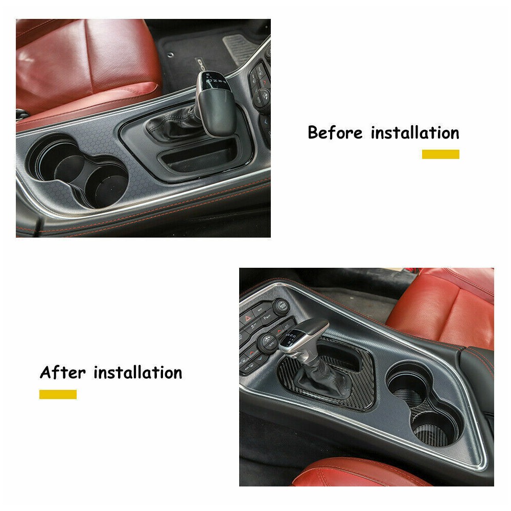 Car Inner Gear Water Cup Decor Sticker Carbon Fiber M