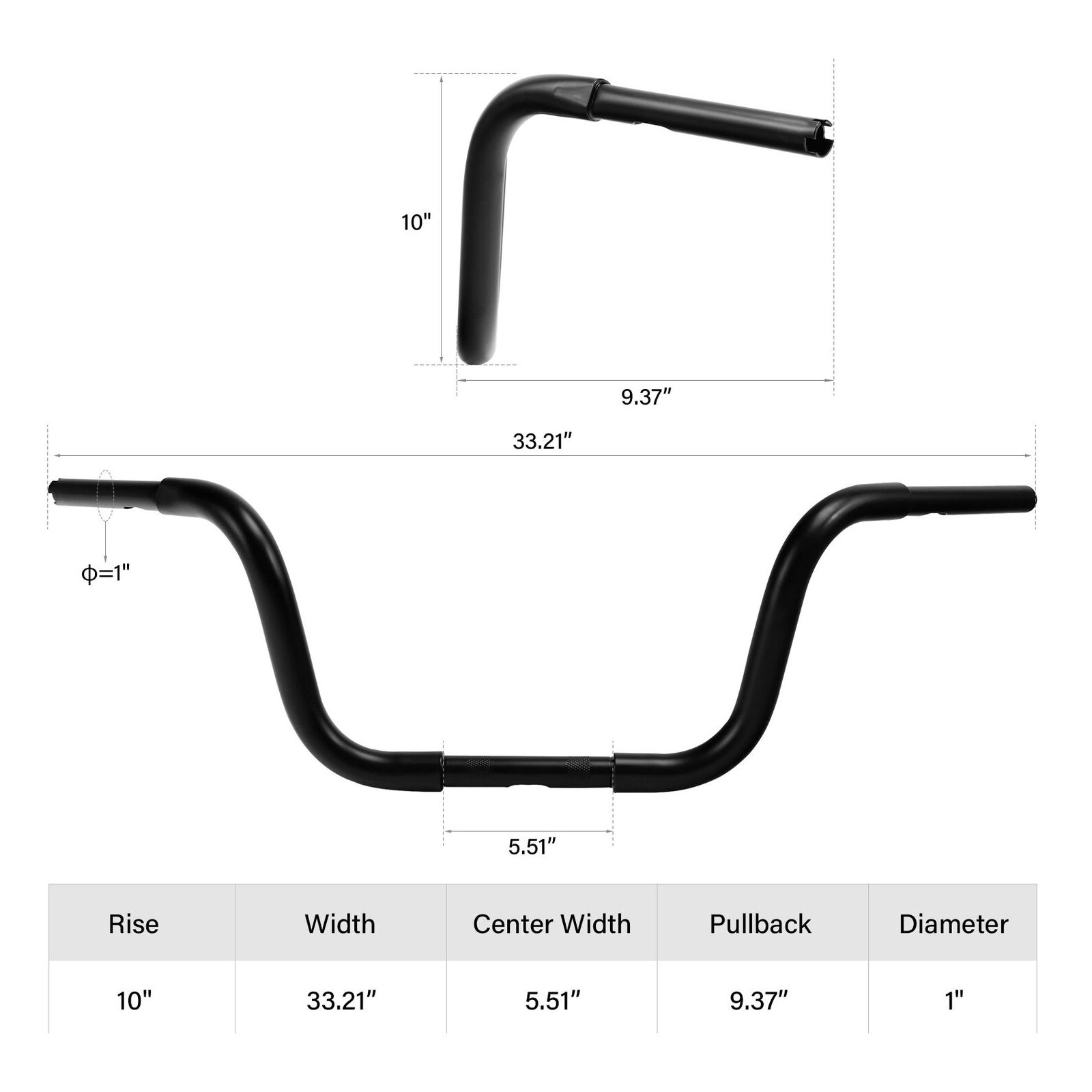 For 18-20 Harley-Davidson Deluxe Black 10" Rise Ape Hanger Bar 1-1/4" Handlebar