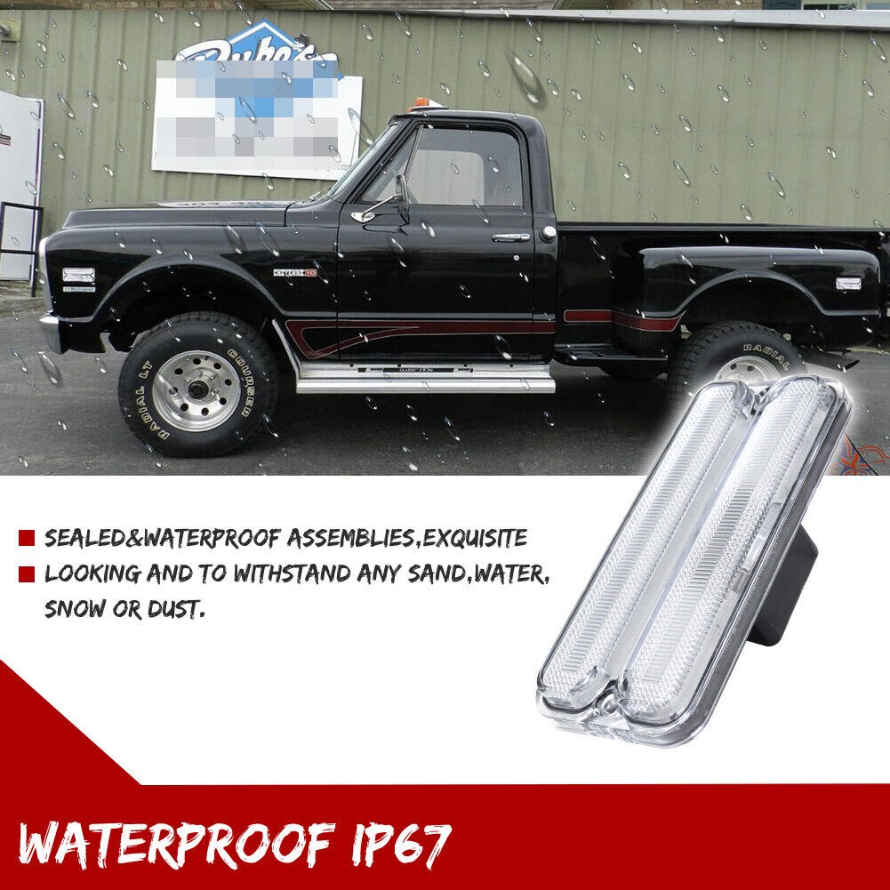 4x Clear Lens Front + Rear Side Marker Light Lamp