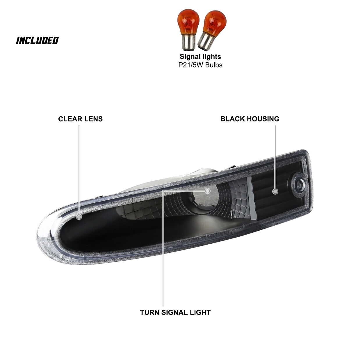 Black Bumper Lights Front Turn Signal Lamps