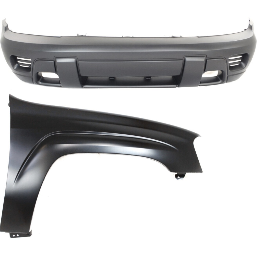 Set Of 2 Bumper Covers Fascias Front For Chevrolet 2002-2009 Trailblazer Pair