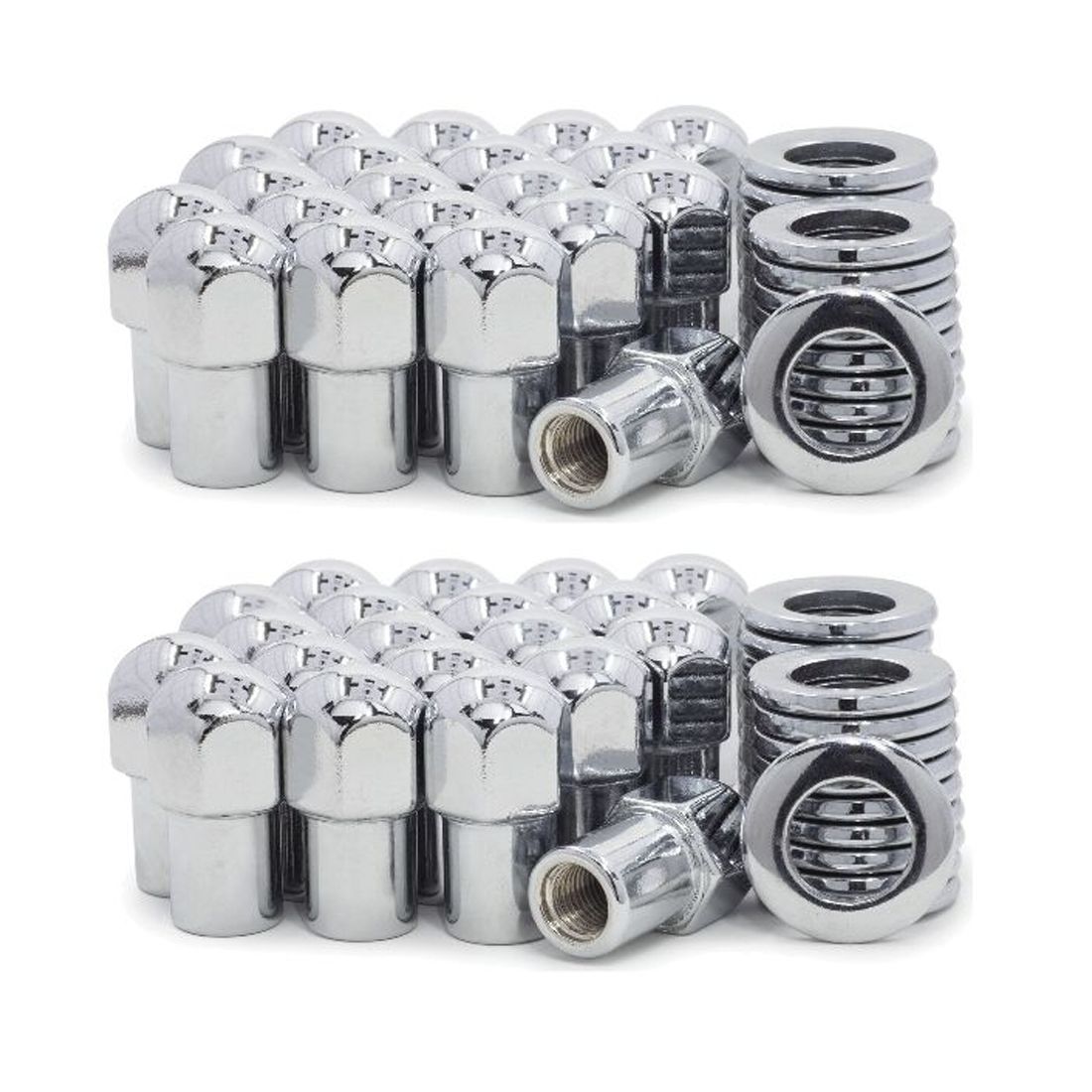 2 Sets Of - Lug Nuts 12x1.5 Chrome Dome Top Mag Nut .75 Shank Cragar Center Washers