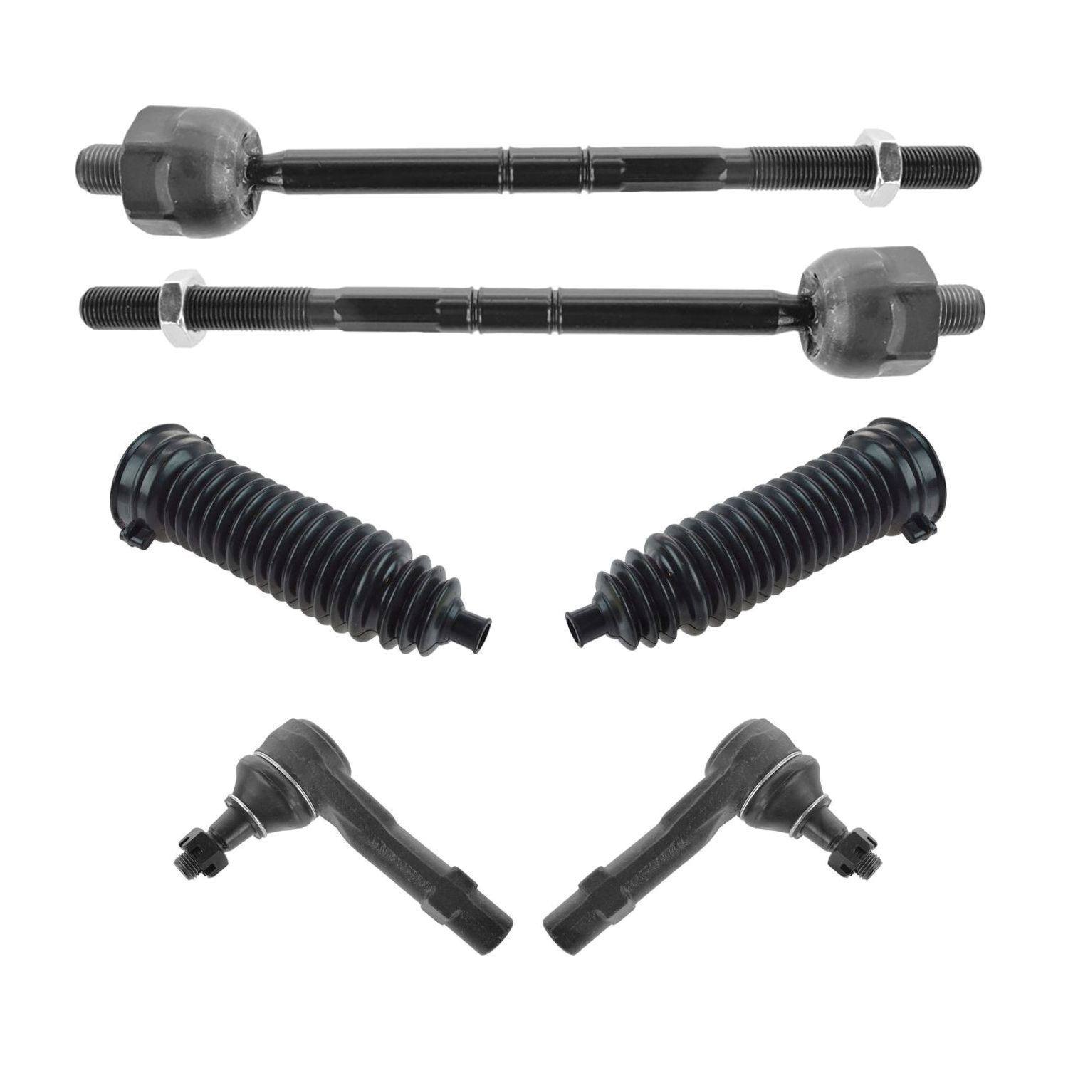 6 Piece Steering Kit Inner & Outer Tie Rods W/ Boots Bellows For Explorer Sport