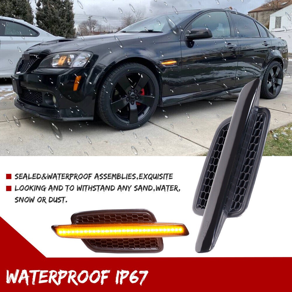 Black Smoke Amber LED Light Bar NEW Fender Side Markers Set