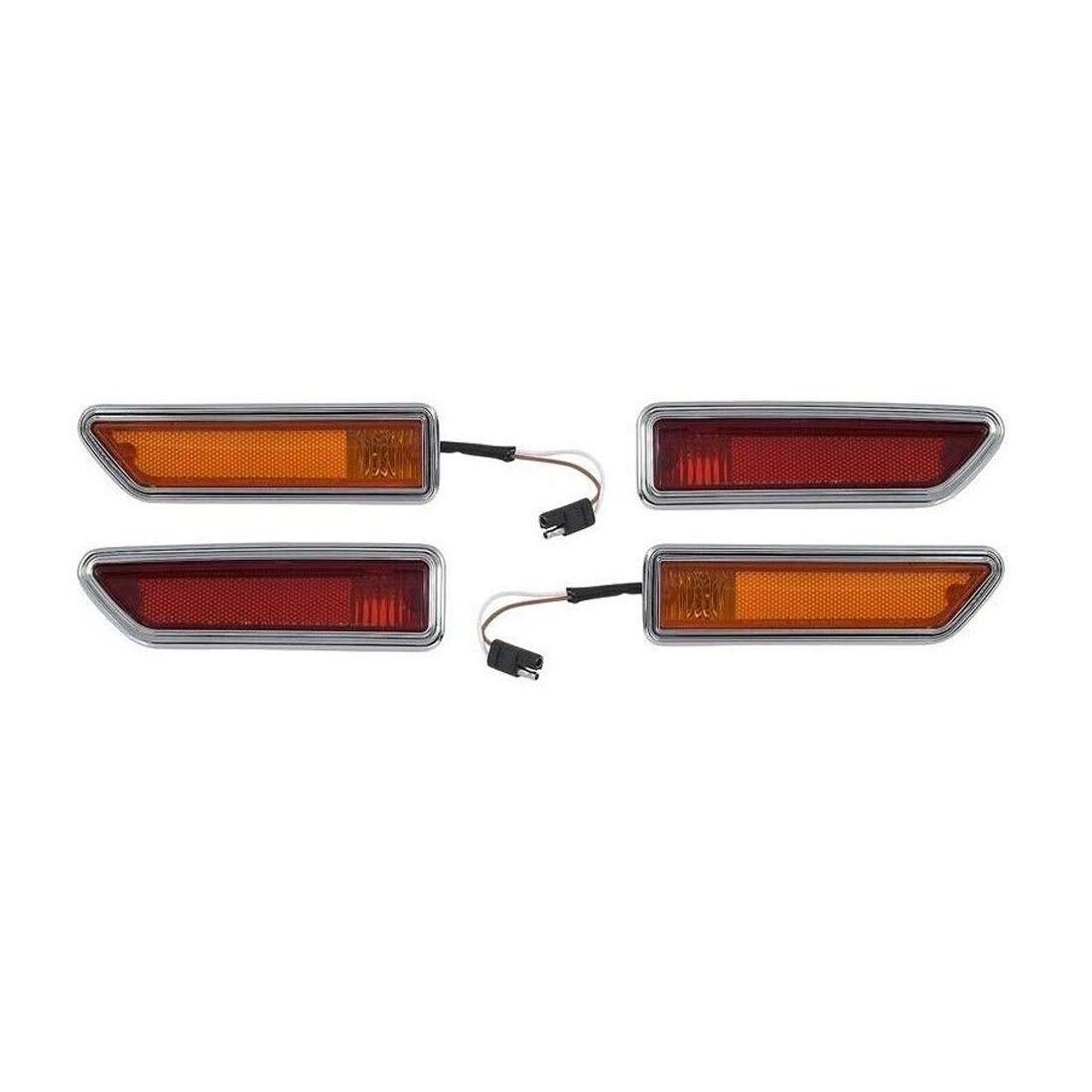 For 70-71 Dodge Challenger Base U/K 4-pc Side Marker Lamp Set Front And Rear