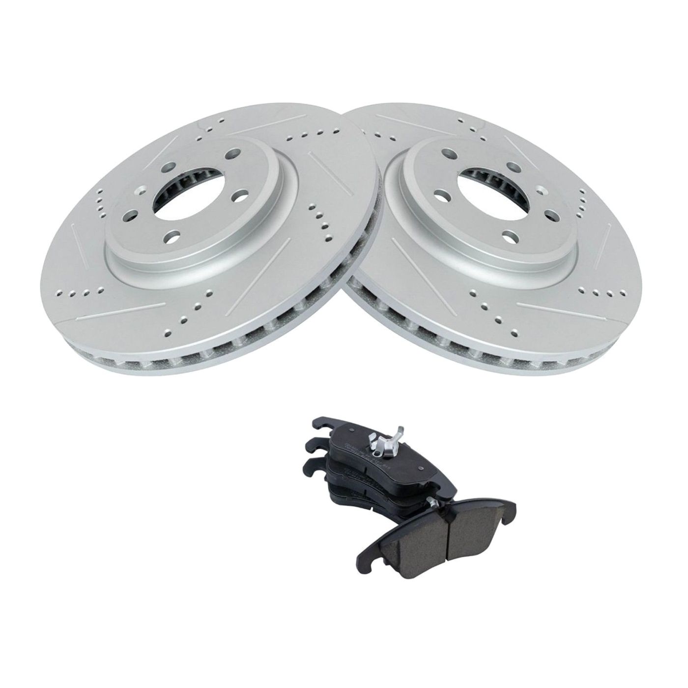 Front For 09-11 A4 Drilled Slotted Coated Brake Rotor & Posi Ceramic Pad Kit