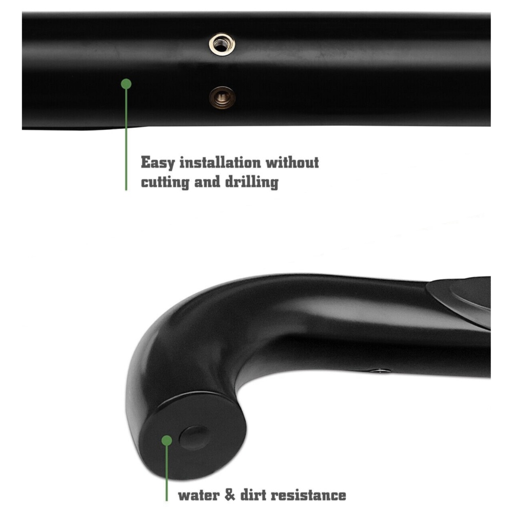 3" Black Side Step Rails For 06-10 H3 H3 Nerf Bars Running Board Steps