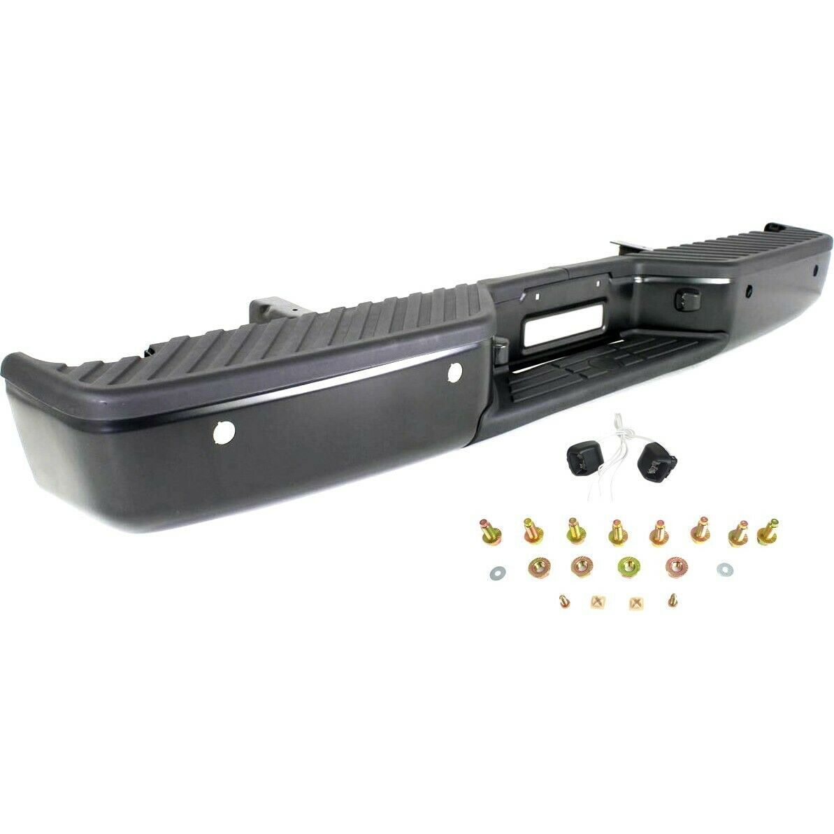 Step Bumper For 04-15 Nissan Titan Assembly With Park Sensor Holes Black Rear