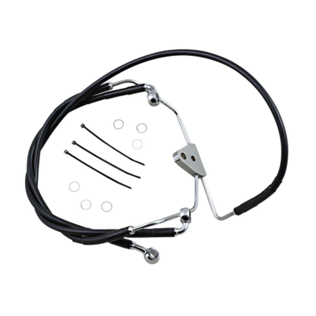 For 2008-2013 Road Glide +6 Extended Length Black Vinyl Upper Lower Brake Line