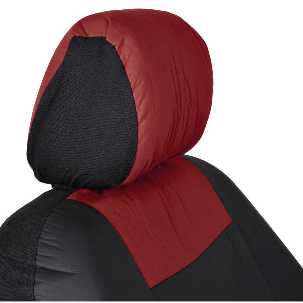 Black/ Dark Red Synth Leather Auto Seat Covers Padded Synth Material For Car SUV