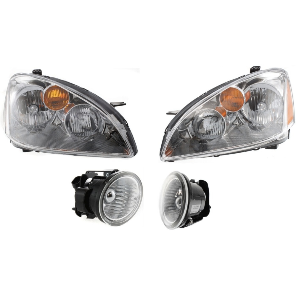 Headlight Kit For 2002-2004 Altima Sedan Driver And Passenger Side Clear Lens